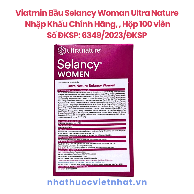 Ultra Nature Selancy Woman - Vitamin Tổng Hợp Cho Mẹ Bầu Và Sau Sinh, Nhập Khẩu Chính Hãng Từ Úc