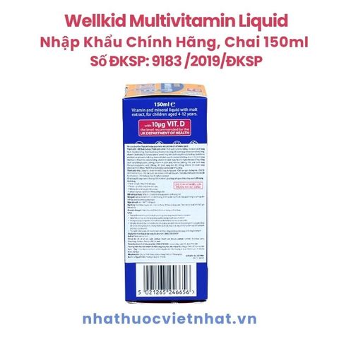 Wellkid Multivitamin Liquid: Bổ Sung Vitamin Tổng Hợp Cho Trẻ 4-12 Tuổi, Chai 150ml