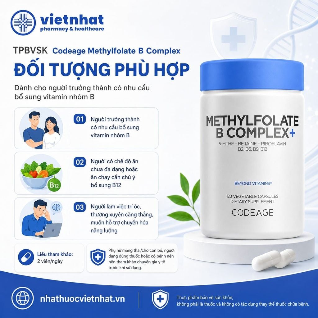 Codeage Methylfolate B Complex - Bổ sung Vitamin Nhóm B Dạng Hoạt Tính Cho Người Trưởng Thành