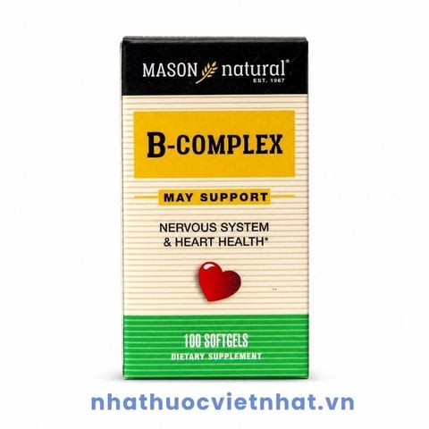 B-Complex Mason Natural - Viên uống bổ sung vitamin nhóm B cho người trưởng thành, Lọ 100 viên