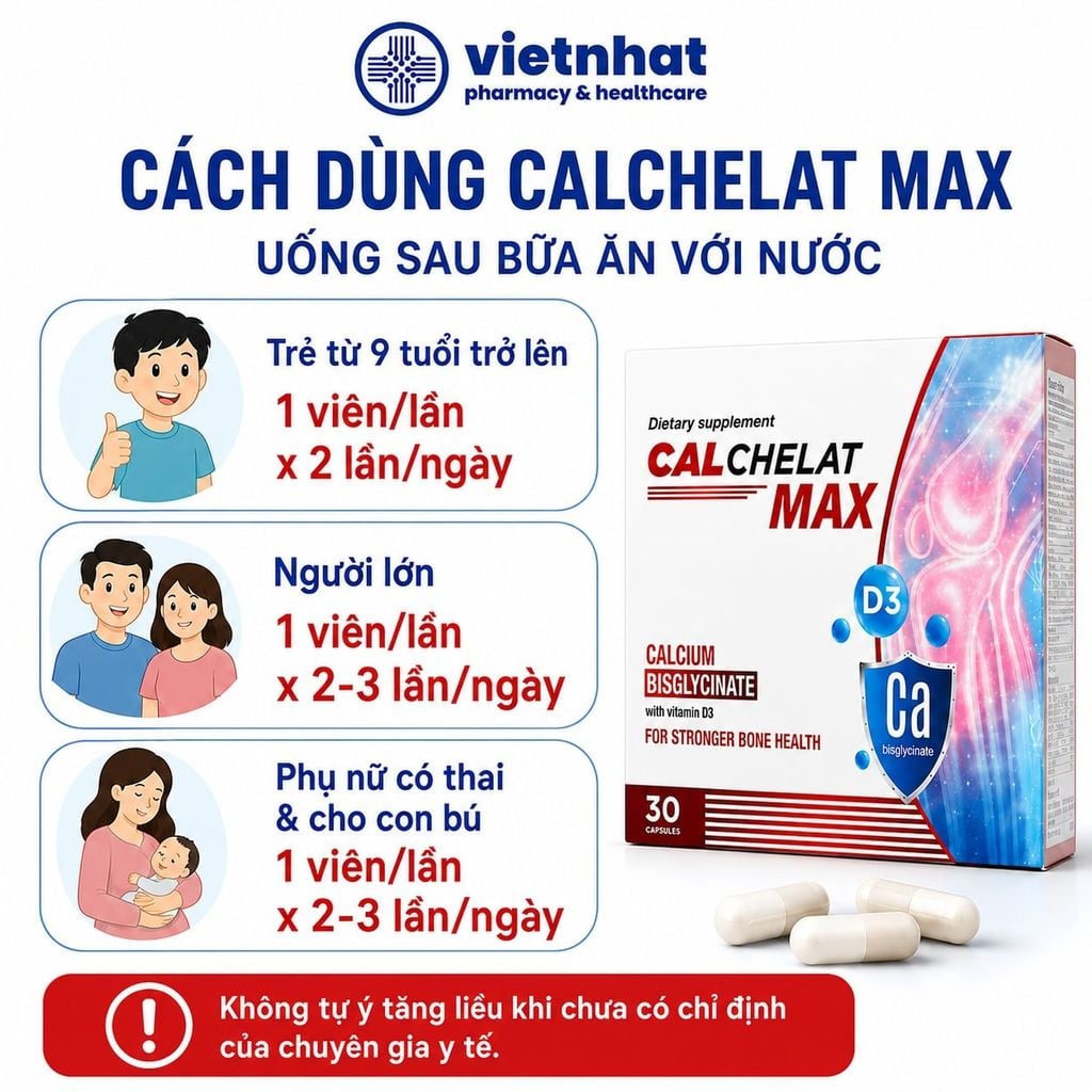 Calchelat Max - Bổ Sung Canxi Bisglycinate Và Vitamin D3 Giúp Xương Chắc Khoẻ