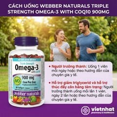 Webber Naturals Omega 3 + CoQ10 - Hỗ Trợ Sức Khỏe Tim Mạch và Não Bộ, Lọ 80 Viên