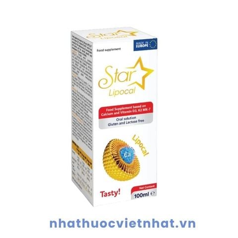 Star Lipocal: Bổ sung Canxi sinh học và Vitamin D3 K2 MK7 cho trẻ từ 6 tháng tuổi, chai 100ml