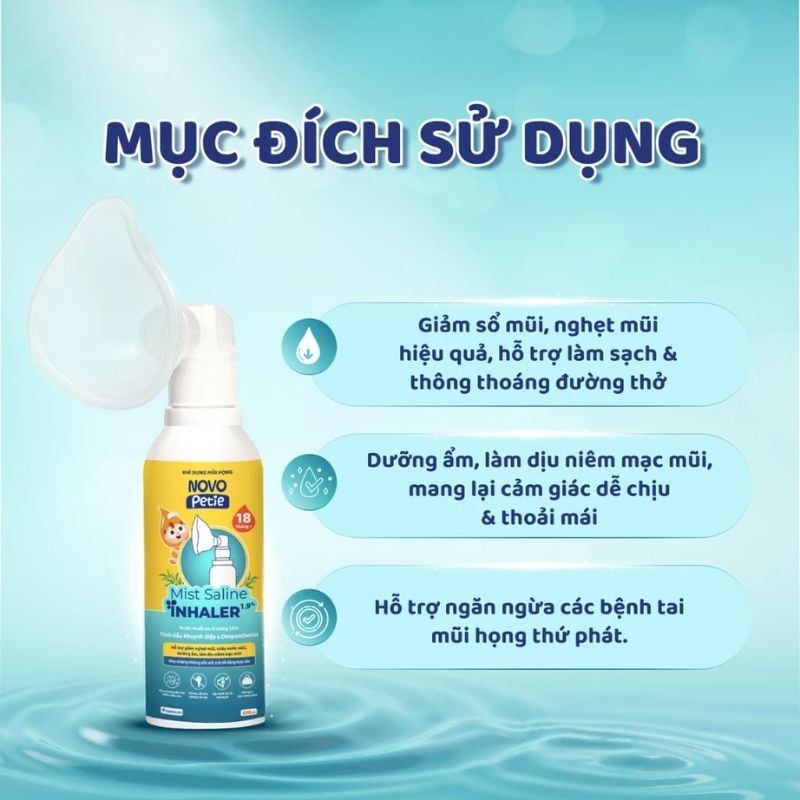 Khí Dung Mũi Họng Novopetie - Hỗ Trợ Giảm Sổ Mũi, Ngạt Mũi Chuyên Sâu Cho Trẻ, Chai 100ml