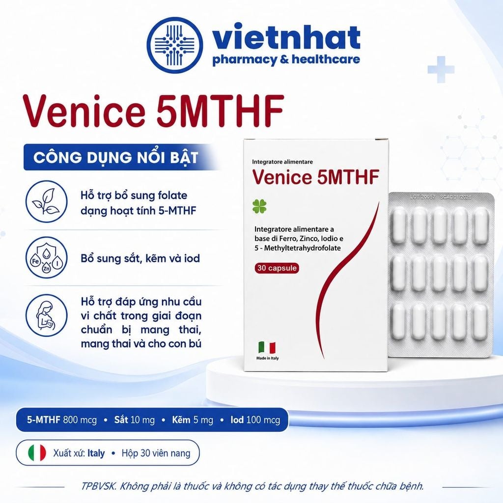 Venice 5MTHF - Bổ Sung Vitamin Và Khoáng Chất Cho Phụ Nữ Chuẩn Bị Mang Thai