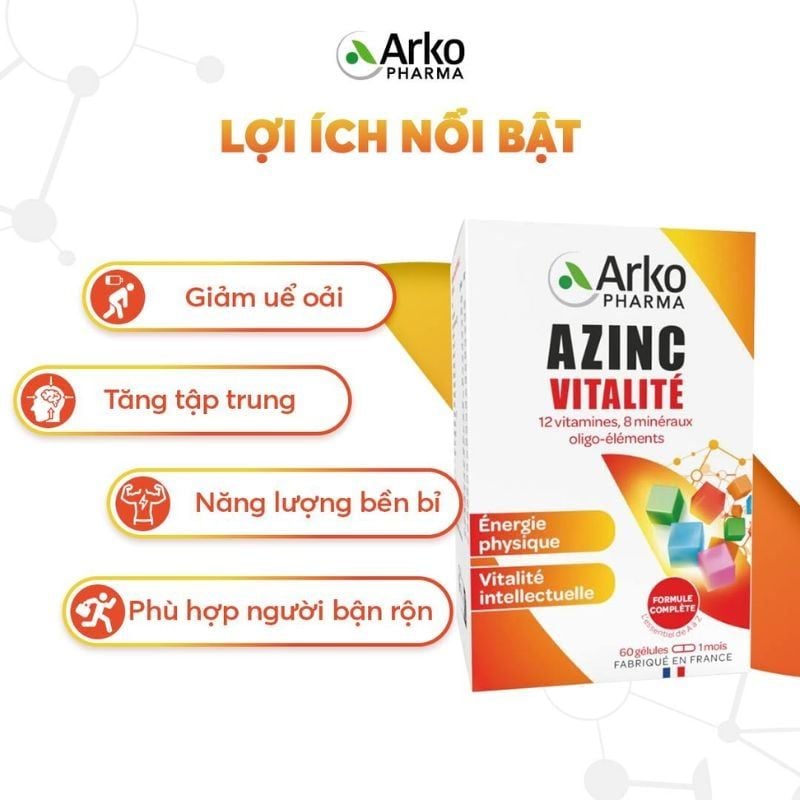 Azinc Vitalité - Bổ sung vitamin và khoáng chất, hỗ trợ tăng cường sức khoẻ, giảm mệt mỏi