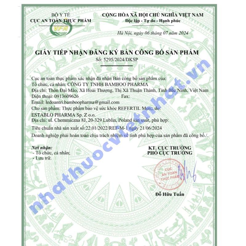 Refertil Men Chính Hãng - Giải Pháp Tối Ưu Cho Sức Khỏe Sinh Sản Nam Giới