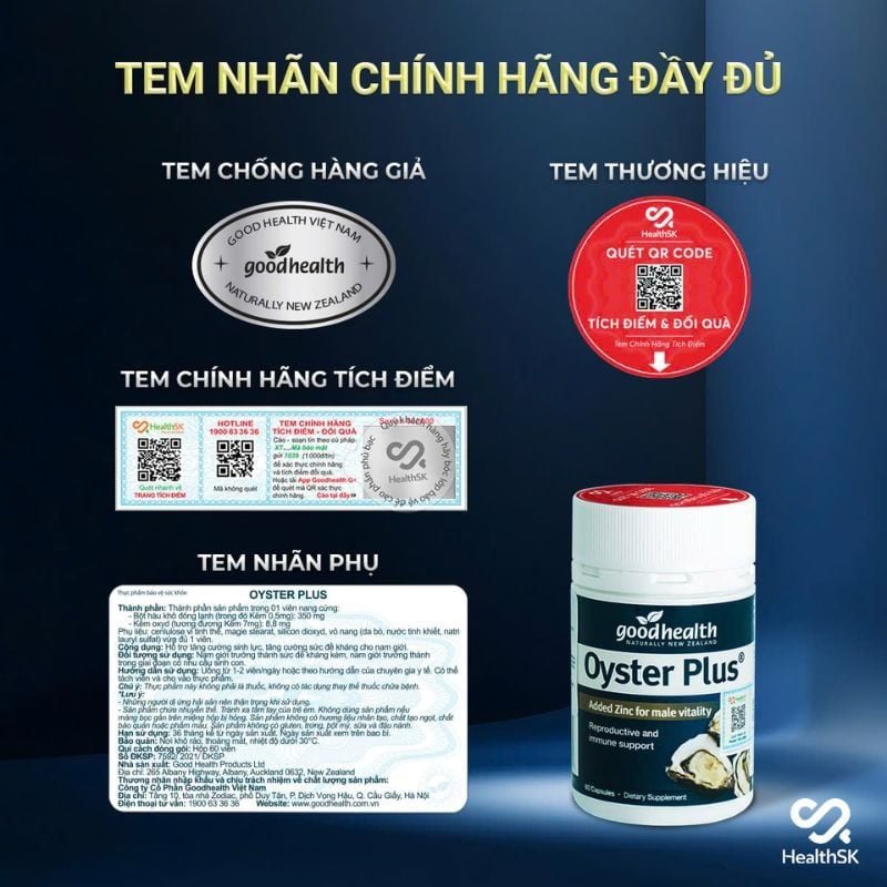 Tinh Chất Hàu Goodhealth Oyster Plus - Bí quyết Tăng Cường Sinh Lý Nam Hiệu Quả, Hộp 60 Viên (Nhập khẩu chính hãng)