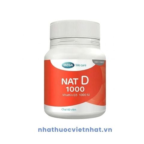 NAT D 1000 - Bổ Sung Vitamin D3, Giúp Xương Chắc Khoẻ, Lọ 60 viên