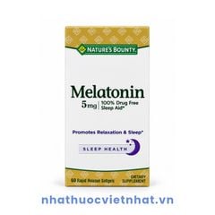 Nature’s Bounty Melatonin 5mg - Viên uống hỗ trợ điều hòa giấc ngủ từ Mỹ, lọ 60 viên