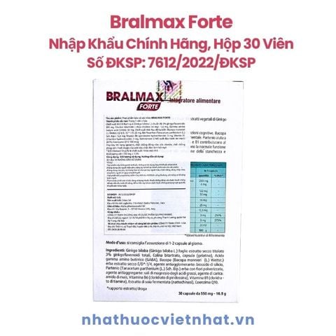 Bralmax Forte - Viên Uống Bổ Não Gingko Biloba, Hỗ Trợ Cải Thiện Tuần Hoàn Máu Não