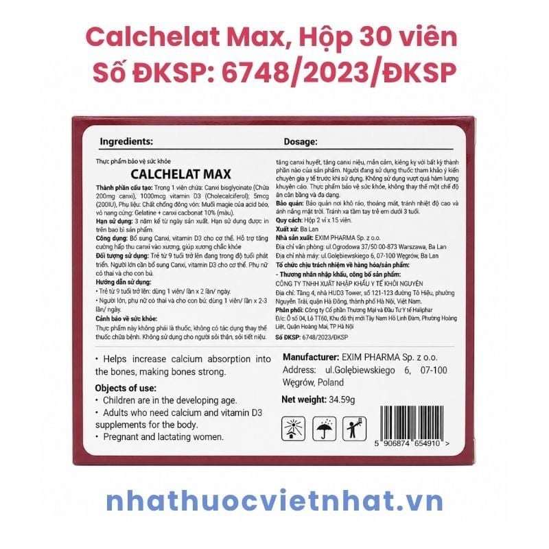 Calchelat Max - Bổ Sung Canxi Bisglycinate Và Vitamin D3 Giúp Xương Chắc Khoẻ