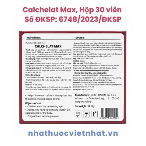 Calchelat Max - Bổ Sung Canxi Bisglycinate Và Vitamin D3 Giúp Xương Chắc Khoẻ
