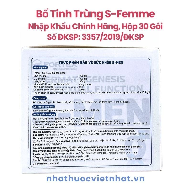 Bổ Tinh Trùng S Men Chính Hãng - Giải Pháp Cải Thiện Chất Lượng Tinh Trùng Cho Nam Giới