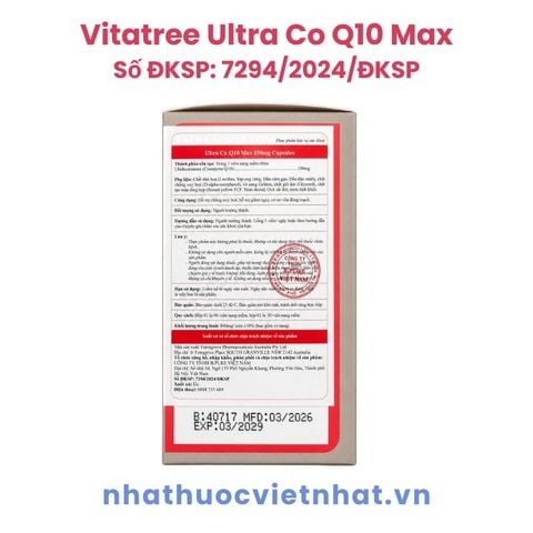 Vitatree Ultra CoQ10 Max - Bổ sung Coenzyme Q10, bảo vệ sức khoẻ tim mạch, Hộp 30 viên