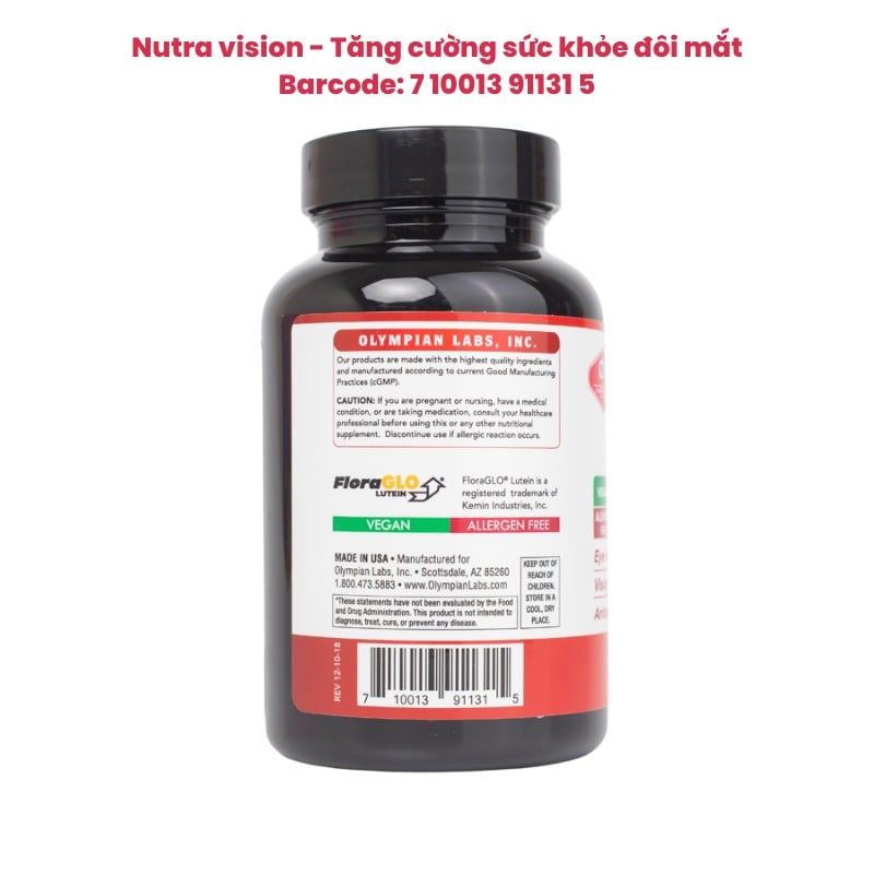 Nutra vision - Tăng cường sức khỏe mắt, nhập khẩu chính hãng từ Mỹ, hộp 30 viên