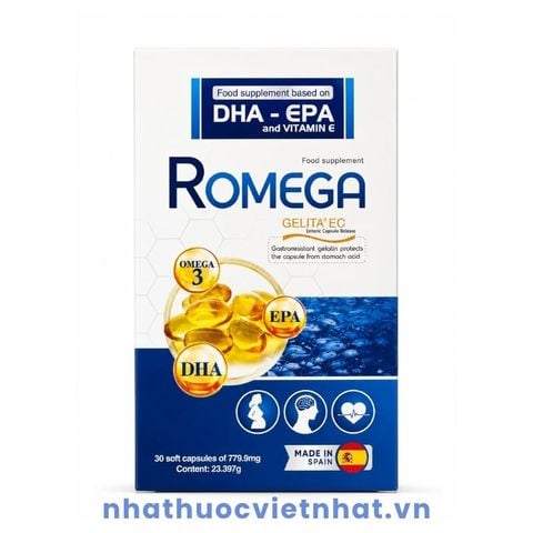 Romega - Viên Uống Bổ Sung Omega 3 Cho Trẻ Từ 6 Tuổi, Hộp 30 Viên
