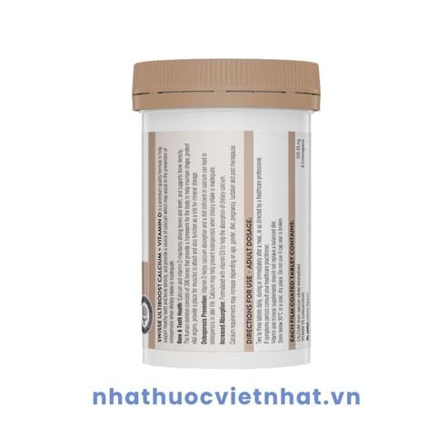 Calcium Citrate + Vitamin D3 Swisse - Bổ Sung Canxi Hữu Cơ Giúp Xương Chắc Khoẻ, Lọ 90 viên