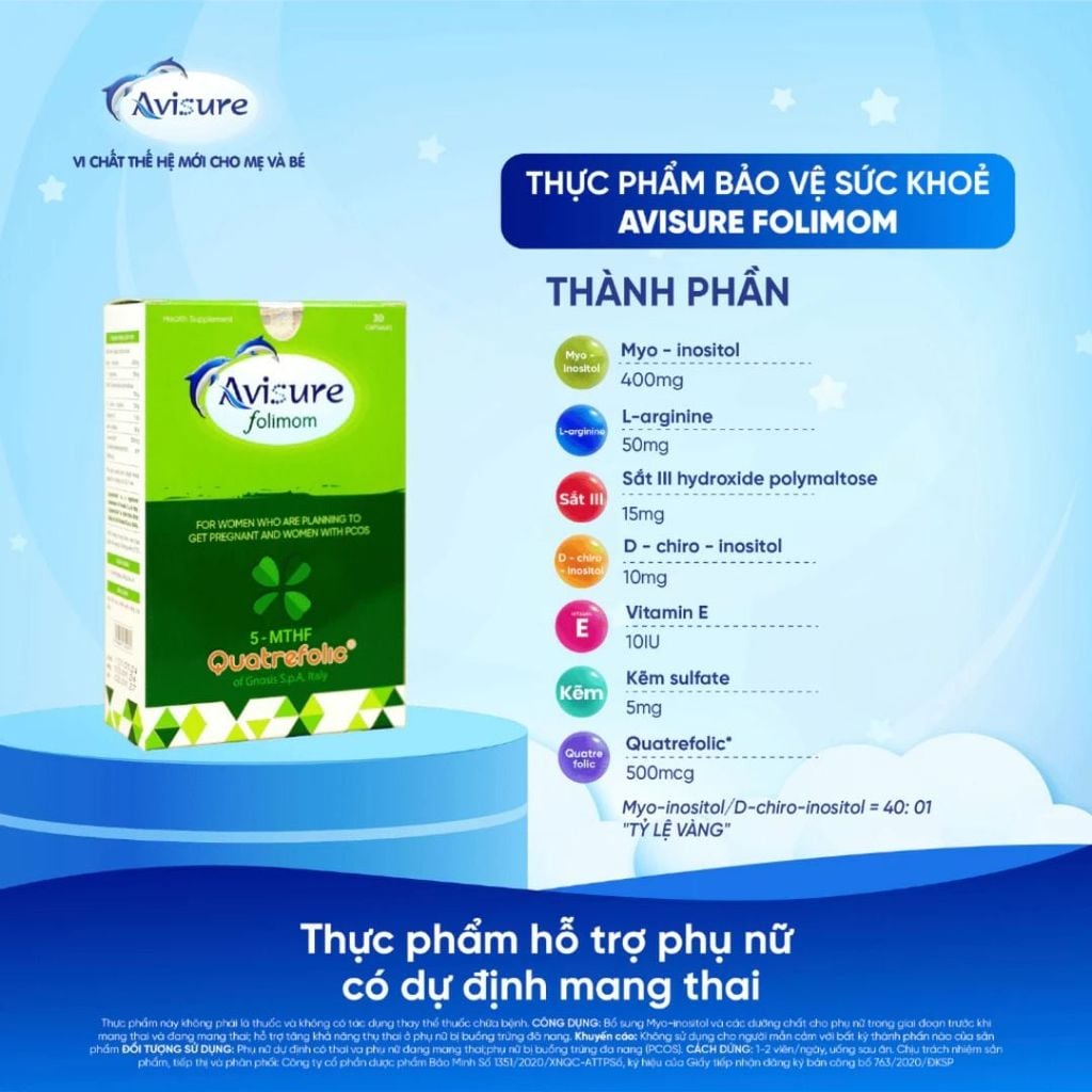 Avisure Folimom 5-MTHF - Hỗ trợ tăng khả năng thụ thai cho phụ nữ chuẩn bị mang thai