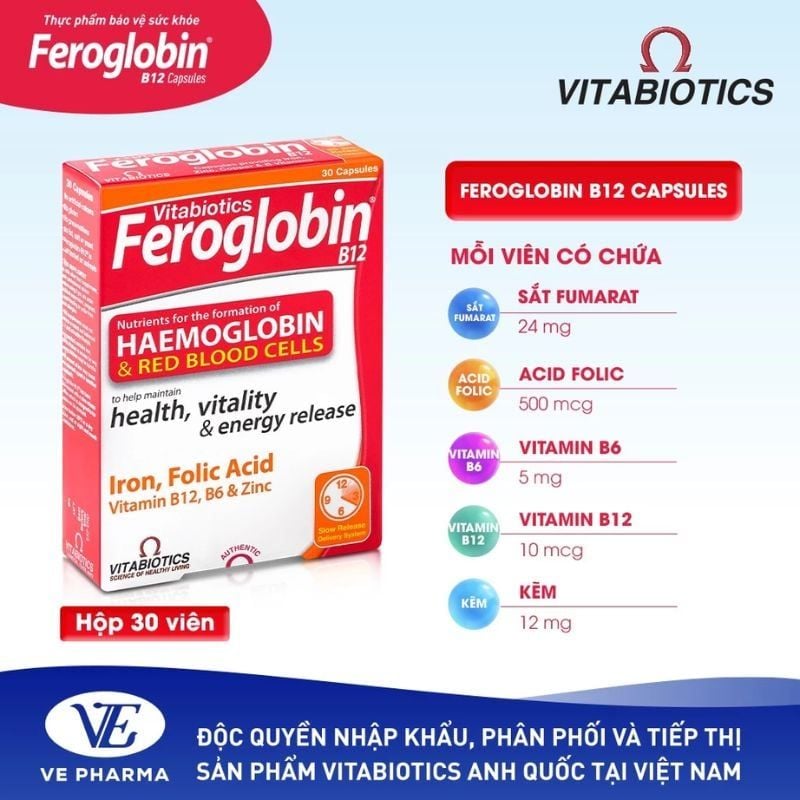 Feroglobin B12 - Viên Uống Bổ Sung Sắt Hữu Cơ Dịu Nhẹ Cho Dạ Dày