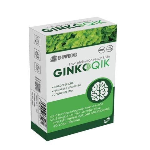Viên uống bổ não GINKOQIK - Hỗ trợ hoạt huyết, tăng cường tuần hoàn máu não, Hộp 30 viên