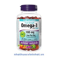 Webber Naturals Omega 3 + CoQ10 - Hỗ Trợ Sức Khỏe Tim Mạch và Não Bộ, Lọ 80 Viên