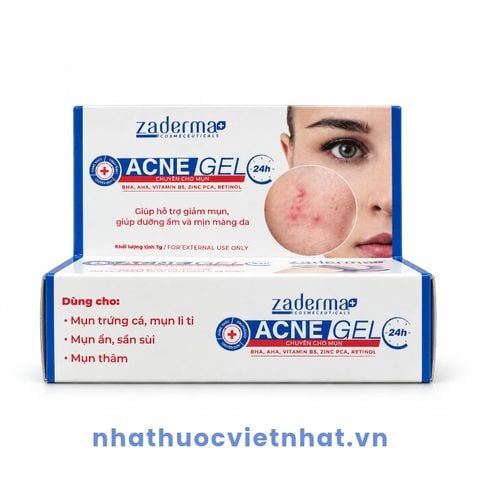 Zaderma Acne Gel 24h Tuýp 7g - Hỗ trợ ngăn ngừa mụn, giảm mụn, mờ thâm