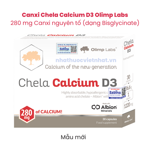Canxi Chela Calcium D3 (canxi bisglycinate) - Bổ sung Canxi Hữu Cơ Cho Bà Bầu Và Sau Sinh, người lớn, hộp 30 Viên