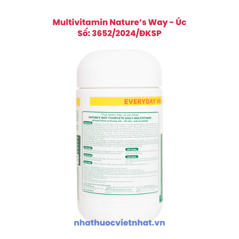 Nature's Way Multivitamin - Bổ Sung 19 Vitamin & Khoáng Chất Thiết Yếu, Tăng Cường Sức Khỏe Cho Cả Gia Đình
