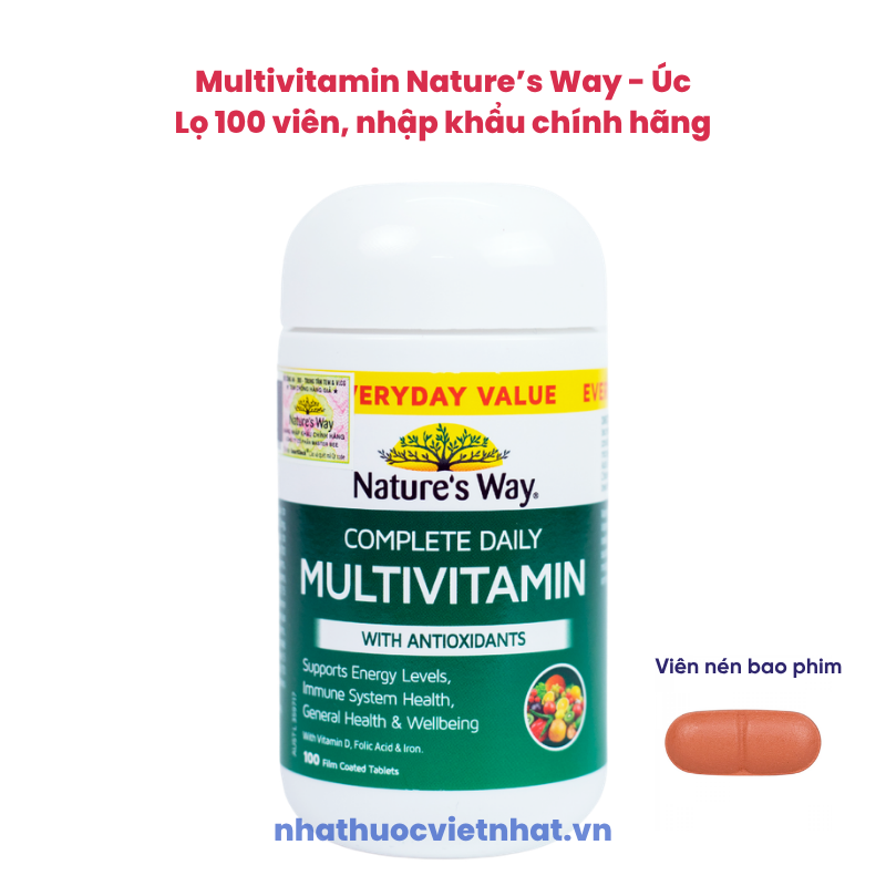 Nature's Way Multivitamin - Bổ Sung 19 Vitamin & Khoáng Chất Thiết Yếu, Tăng Cường Sức Khỏe Cho Cả Gia Đình