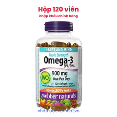 Viên Uống Dầu Cá Omega-3 Triple Strength Webber Naturals 900mg - Hỗ Trợ Sức Khỏe Tim Mạch, Não Bộ và Thị Lực