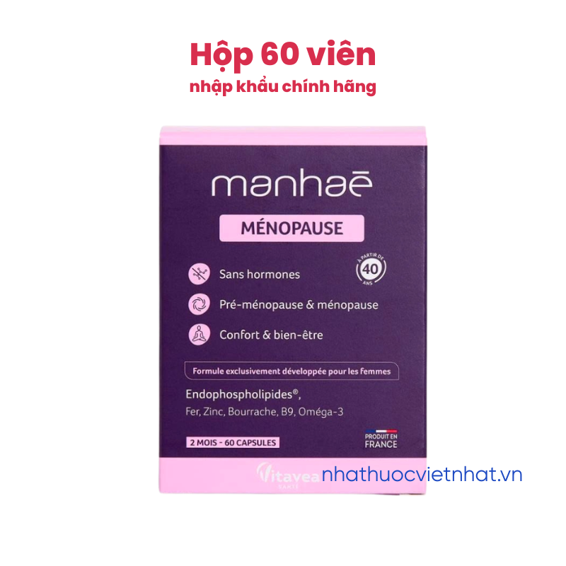 Viên uống cân bằng nội tiết Manhae Menopause Nutrisante, nhập khẩu chính hãng từ Pháp