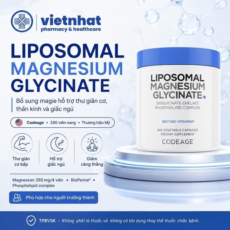 Liposomal Magnesium Glycinate Codeage - Viên Uống Bổ Sung Magie, Hỗ Trợ Cải Thiện Giấc Ngủ