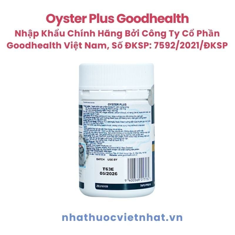 Tinh Chất Hàu Goodhealth Oyster Plus - Bí quyết Tăng Cường Sinh Lý Nam Hiệu Quả, Hộp 60 Viên (Nhập khẩu chính hãng)