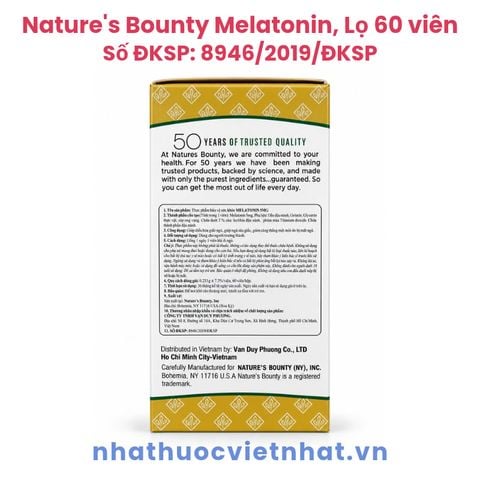 Nature’s Bounty Melatonin 5mg - Viên uống hỗ trợ điều hòa giấc ngủ từ Mỹ, lọ 60 viên