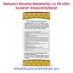 Nature’s Bounty Melatonin 5mg - Viên uống hỗ trợ điều hòa giấc ngủ từ Mỹ, lọ 60 viên