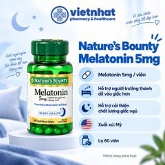 Nature’s Bounty Melatonin 5mg - Viên uống hỗ trợ điều hòa giấc ngủ từ Mỹ, lọ 60 viên