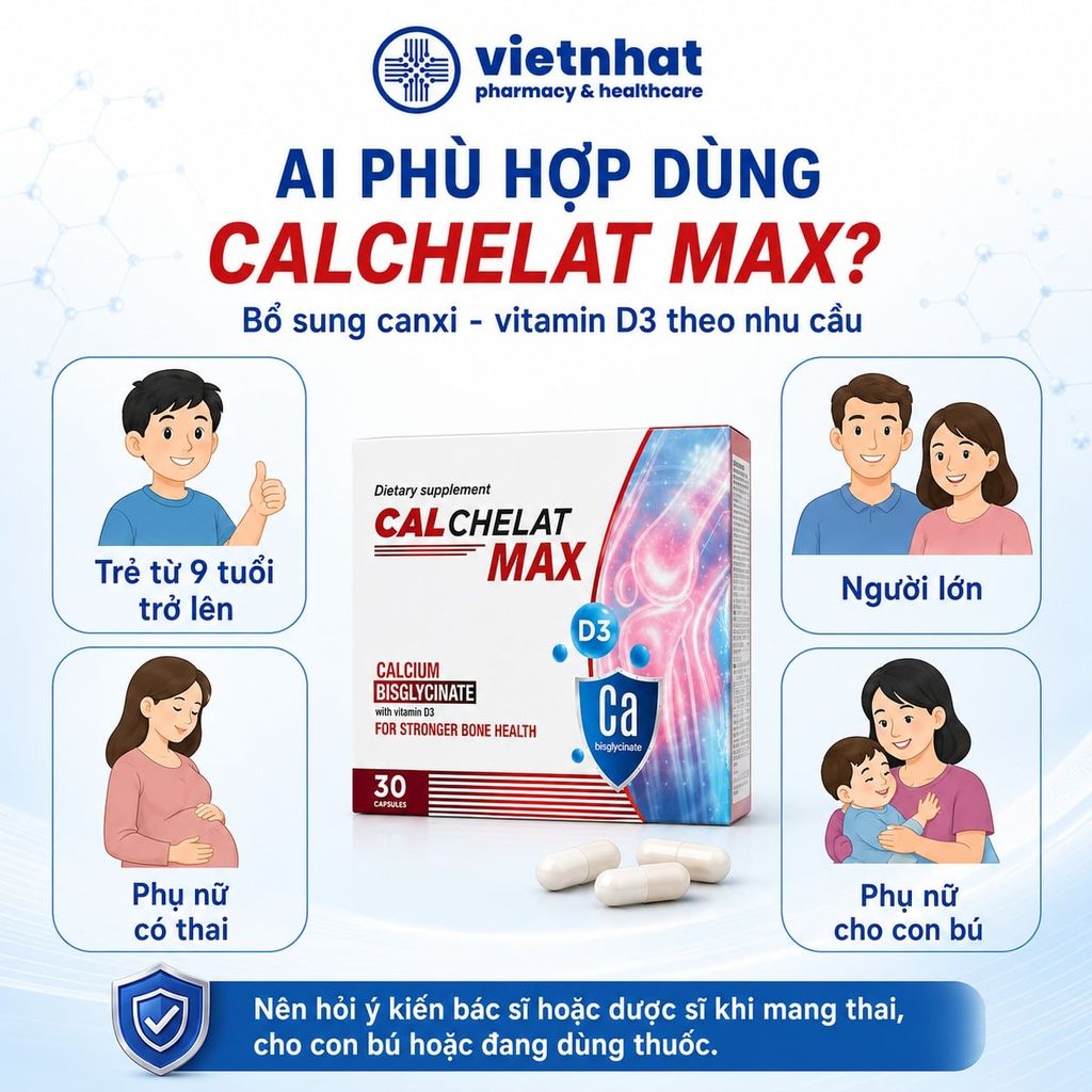 Calchelat Max - Bổ Sung Canxi Bisglycinate Và Vitamin D3 Giúp Xương Chắc Khoẻ