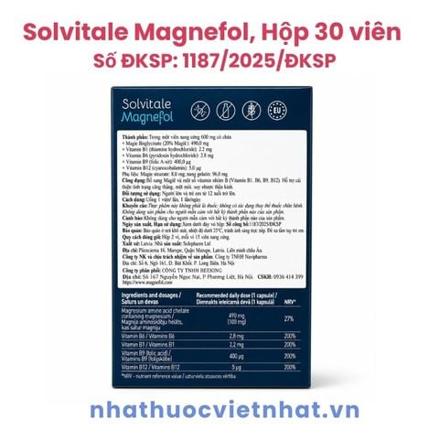 Solvitale Magnefol (Magie Xanh) - Hỗ Trợ Giảm Căng Thẳng, Cải Thiện Giấc Ngủ, Hộp 30 Viên