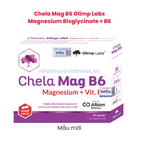 Chela Mag B6 — Magnesium Bisglycinate + B6 cho người lớn tuổi, Olimp Labs Ba Lan, hộp 30 viên
