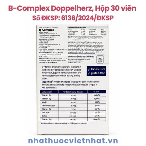 B-Complex Doppelherz: Bổ sung vitamin nhóm B, hỗ trợ giảm mệt mỏi cho người trưởng thành