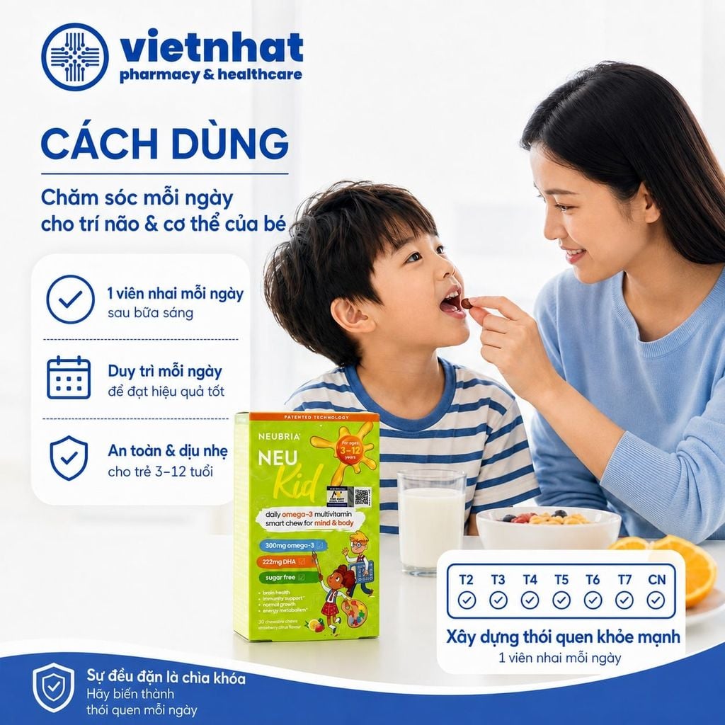 Viên Nhai Vitamin Tổng Hợp Cho Bé Neubria Neu Kid Chính Hãng, Hộp 30 Viên