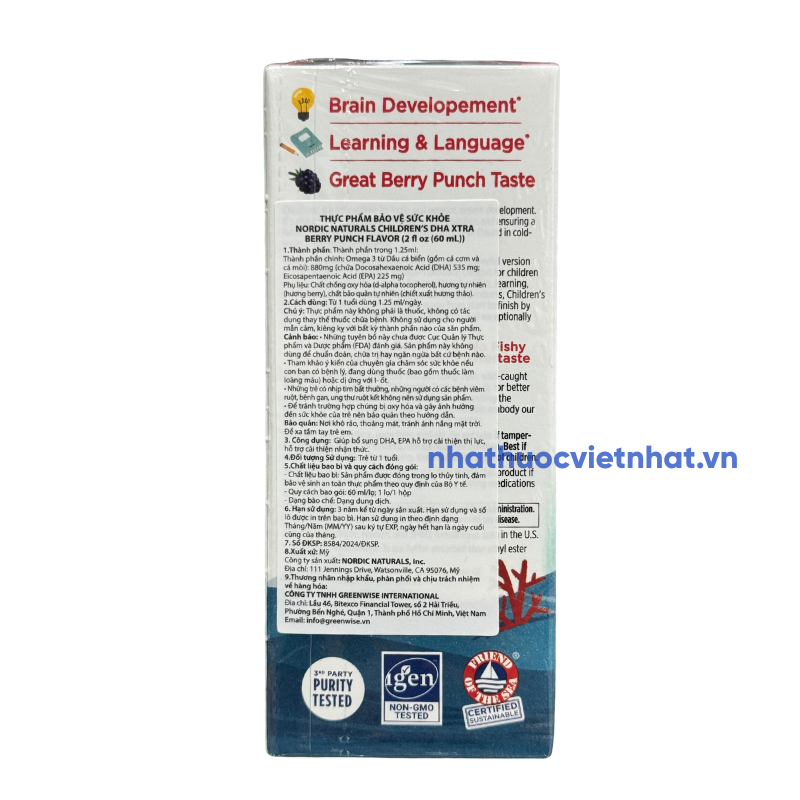 DHA Nordic Xtra - Hỗ Trợ Phát Triển Não Bộ Cho Trẻ 1 - 6 Tuổi, Chai 60ml