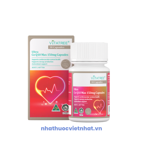 Vitatree Ultra CoQ10 Max - Bổ sung Coenzyme Q10, bảo vệ sức khoẻ tim mạch, Hộp 30 viên
