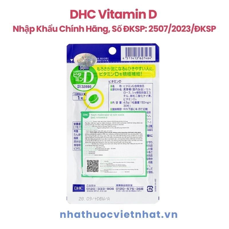 Viên uống bổ sung vitamin D DHC, hỗ trợ tăng cường sức khoẻ xương khớp