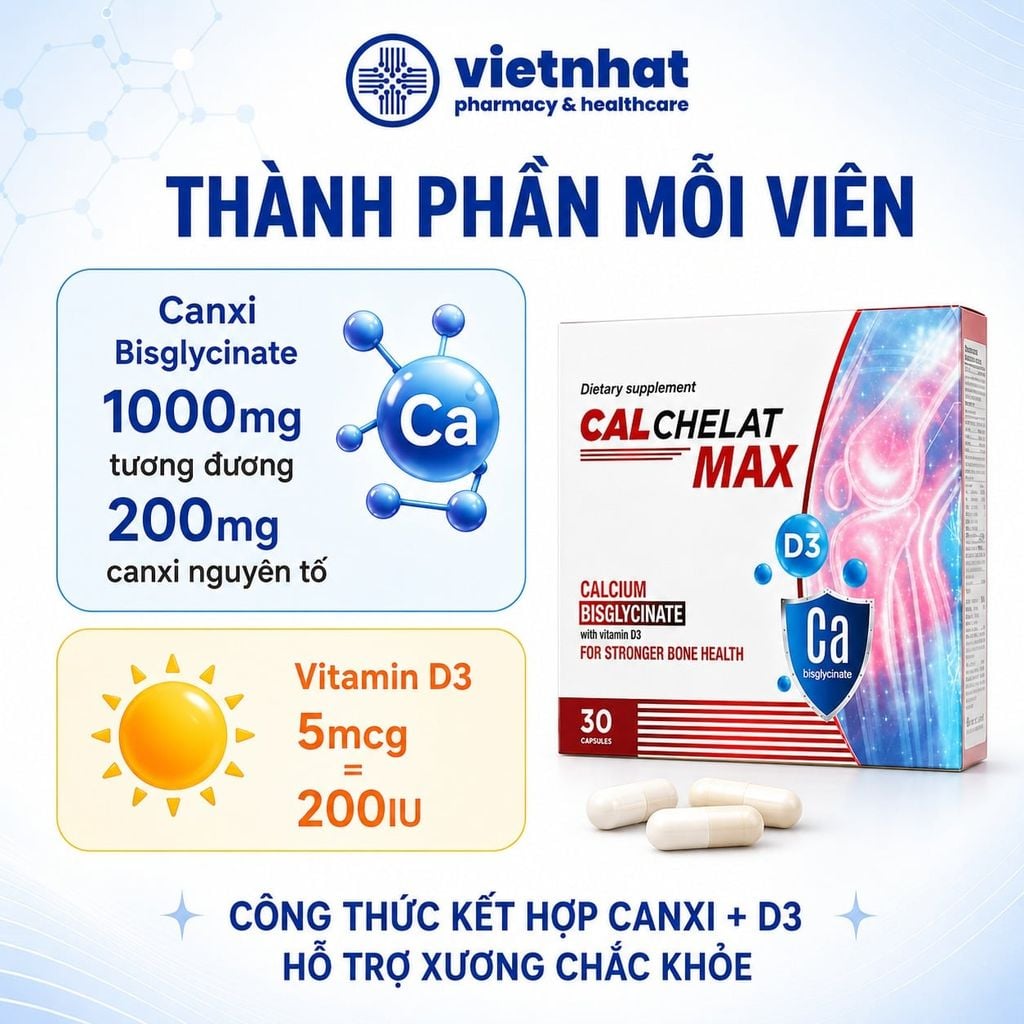 Calchelat Max - Bổ Sung Canxi Bisglycinate Và Vitamin D3 Giúp Xương Chắc Khoẻ