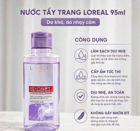 Nước tẩy Trang Loreal Revitalift tím 95ml