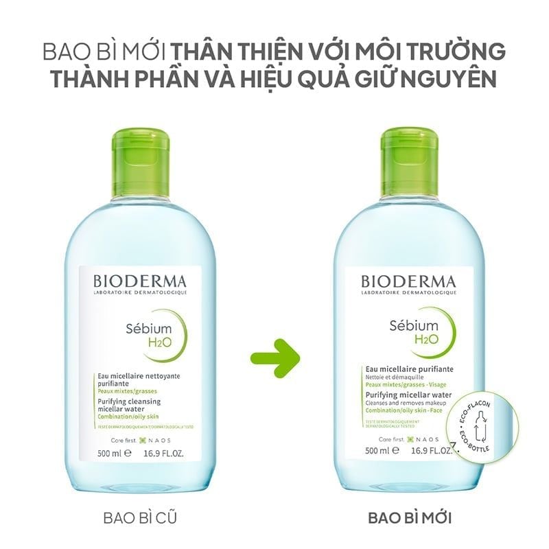 Tẩy Trang Bioderma 500ml Xanh (Mẫu Mới)