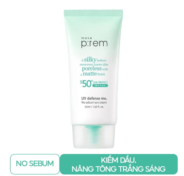 Kem Chống Nắng Make p:rem UV Defense Me No Sebum Sun Cream 50ml (XANH LÁ)