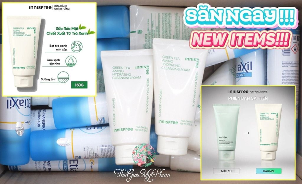 Sữa Rửa Mặt Innisfree Green Tea Amino Hydrating 150g (Mẫu mới)